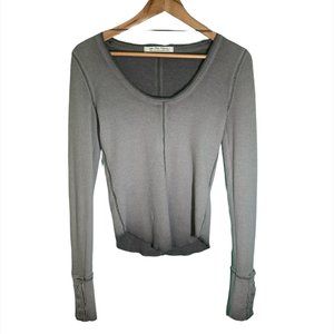 We The Free Long Sleeve Gray Crop Top